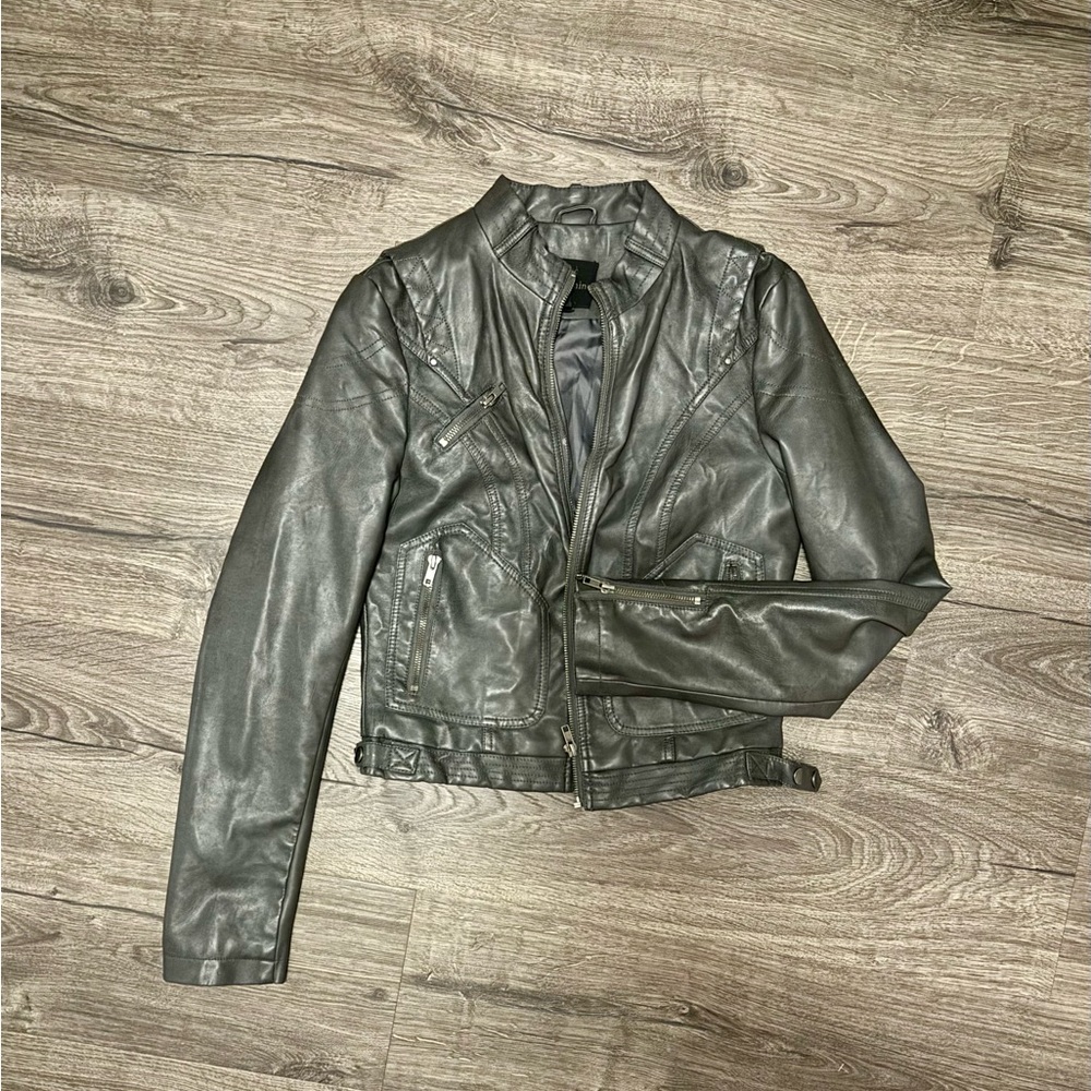 Woman’s Small Charcoal Faux Leather Jacket
